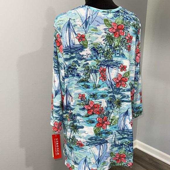 Rebecca Malone plus size 1X tropical theme shirt stretchy NEW - Picture 6 of 14